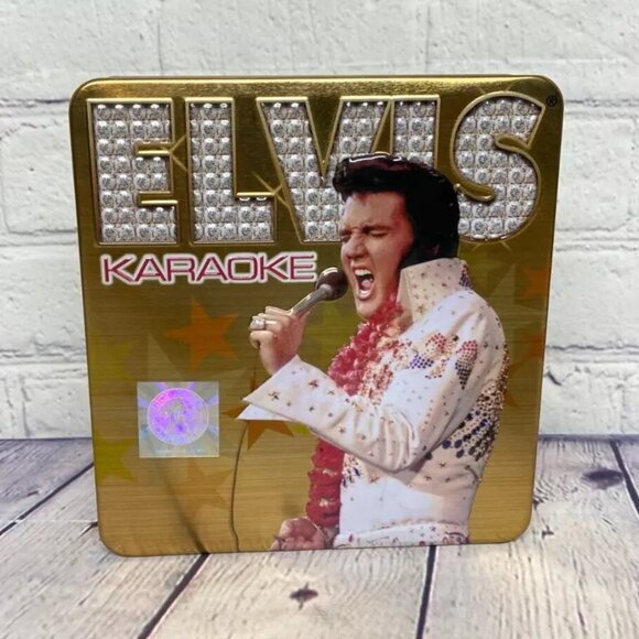 Elvis Presley CD Karaoke Set of 3 Tin Case Lyric Book and Door Hanger - Picture 1 of 10